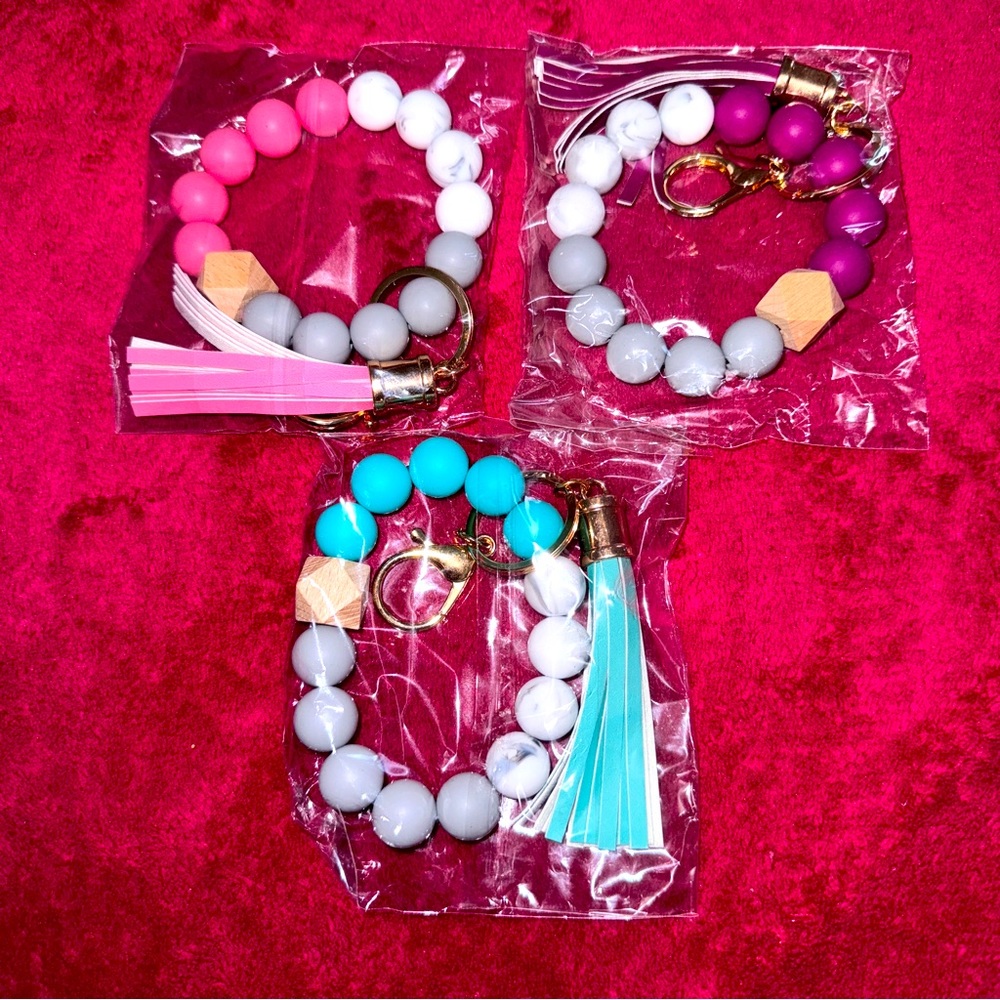 Wristlet Silicone Bead Keychains